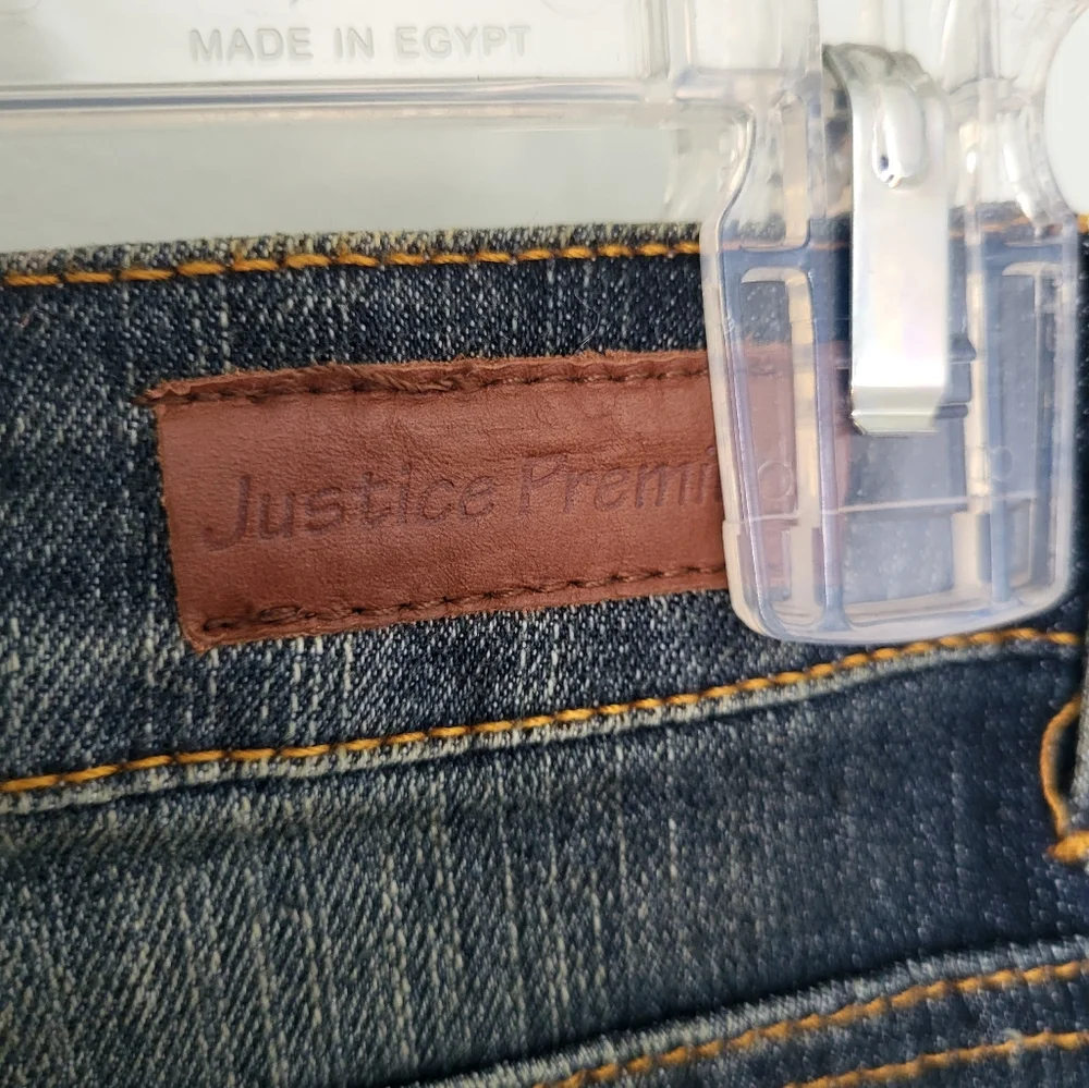 Justice Premier Jeans Girls 14 Slim 14S Dark Wash Super Skinny Denim Jeans Patch